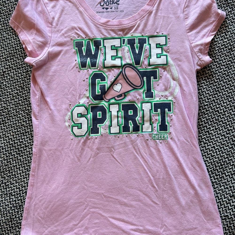Justice Pink Cheer Tee with Graphic